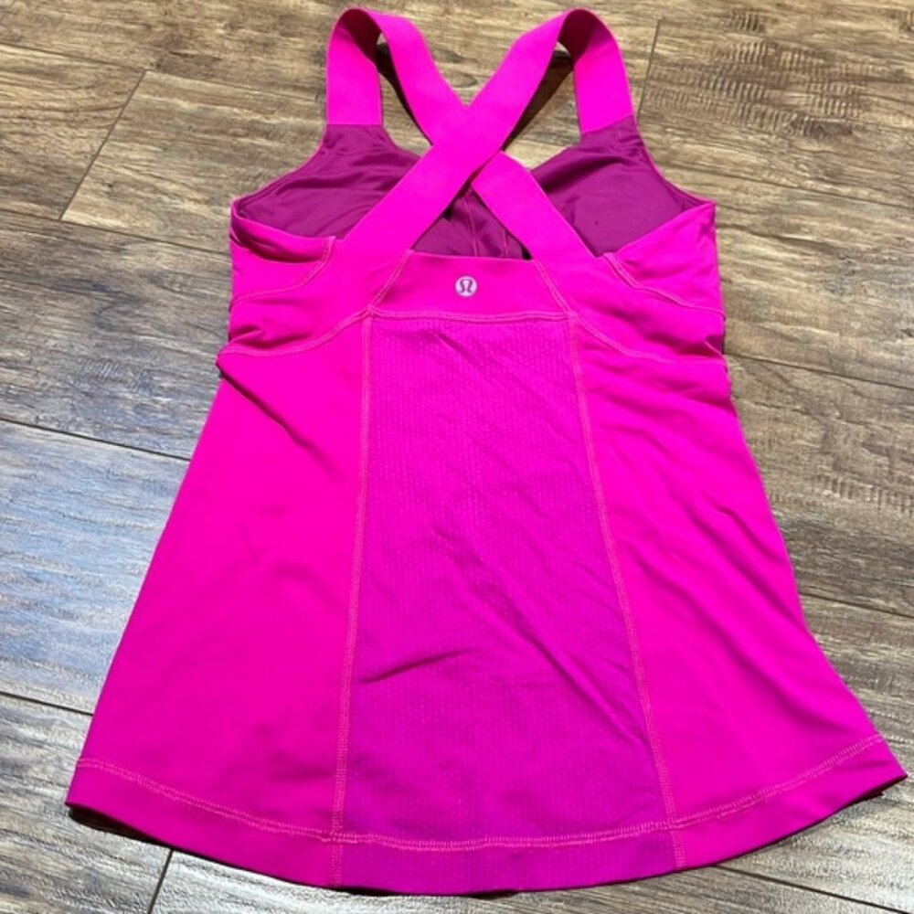Lululemon criss cross back bright pink tank top